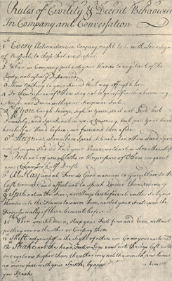 Page from George Washington's Book of Civility