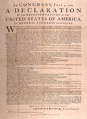 Copy of Declaration of Independence, 1776