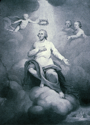 Apotheosis of Washington, engraving by David Edwin, circa 1800, referring to the glorification of Washington as an ideal