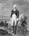 George Washington, standing on bunker by Laugier, engraving